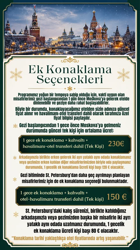 Ek konaklama seçenekleri